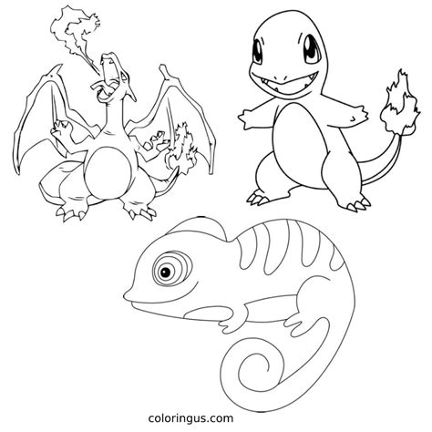 Charmander Charmeleon Charizard Coloring Page Coloringus The Best