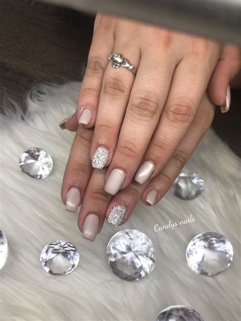 Matte Nude Gel Nails Nails Gel Nails Silver Rings
