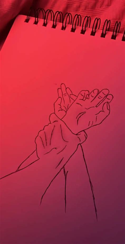 A Drawing Of A Hand Holding Something In It S Palm On A Pink Background