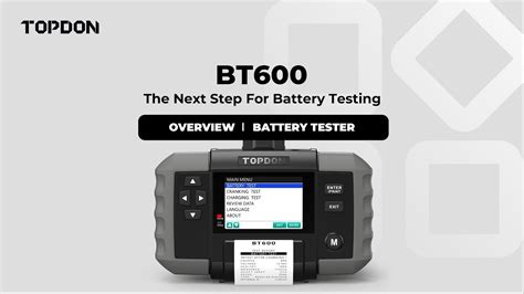 TOPDON BT600 Overview Battery Tester YouTube