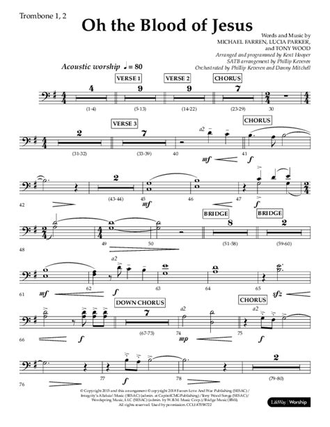 Oh The Blood Of Jesus (Choral Anthem SATB) Trombone Sheet Music PDF (Lifeway Choral / Arr. Kent ...