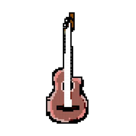 Acoustic Guitar Music Game Pixel Art Vector Illustration