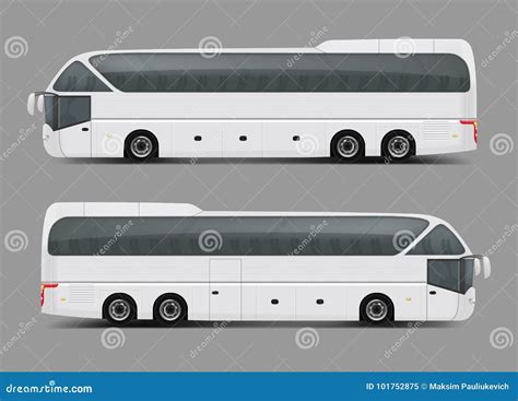 Private Charter Tour Or Coach Bus Realistic Vector Stock Vector