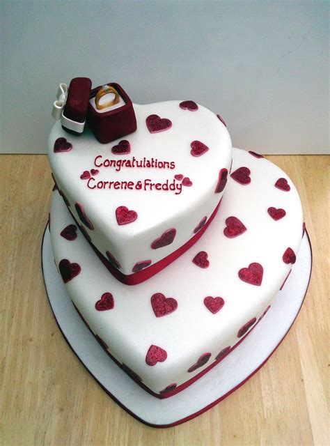 2 Tier Heart Shape Engagement Cake With Ring Susies Cakes