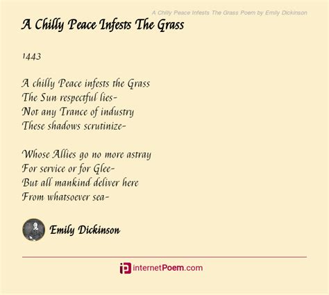 A Chilly Peace Infests The Grass Poem By Emily Dickinson