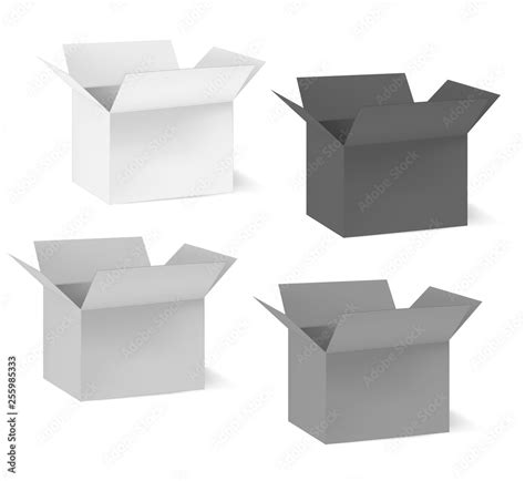 Open Cardboard Boxes Isolated On White Background Vector Template