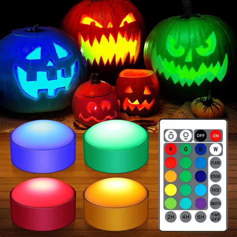 Amazon Pieces Halloween Led Pumpkin Lights With Remote Multi