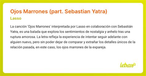 Significado De La Canción Ojos Marrones Part Sebastian Yatra Lasso