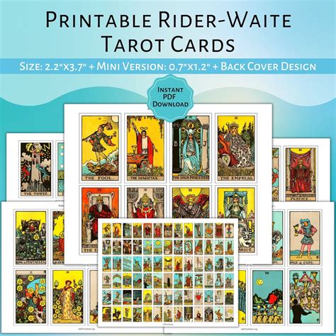 Printable Rider Waite Tarot Cards Color Printable Card Deck Pdf Tarot