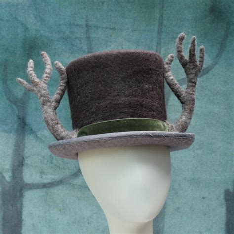 Antler Top Hat Top Hat Felt Top Hat Deer Hat Brown Top Etsy