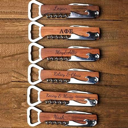 Amazon Personalized Wood Bottle Opener Wine Corkscrew Groomsmen