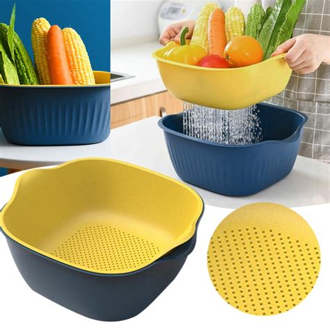 HANXIULIN 1PC Style Double Basket Home Drying Fruit Pot Washing