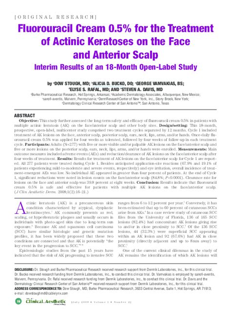 Pdf Fluorouracil Cream 05 For The Treatment Of Actinic Keratoses On