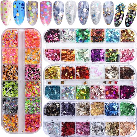 Bo Tes Couleurs Paillettes Ongles D Paillettes Holographiques