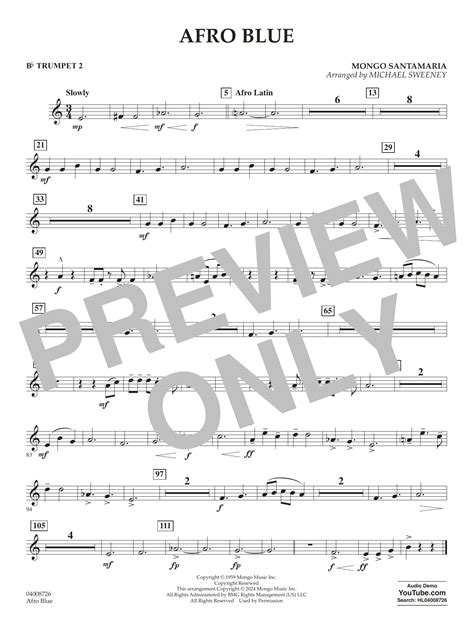 Afro Blue Arr Michael Sweeney Bb Trumpet Sheet Music Mongo