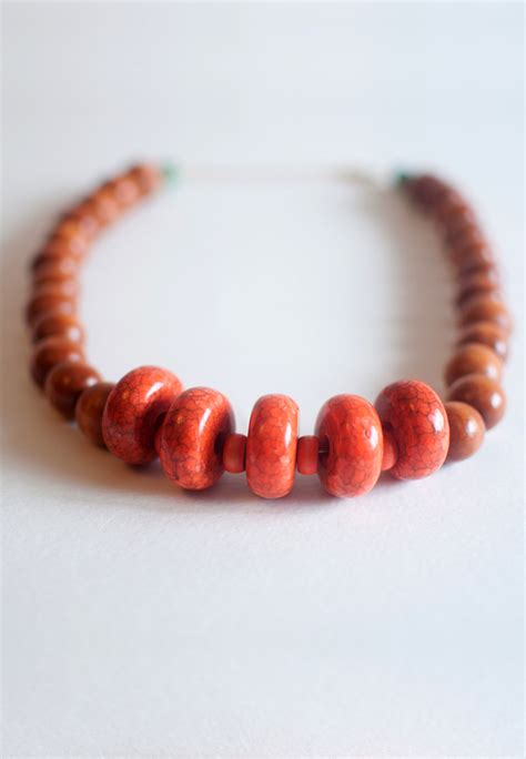 Chunky Orange Big Beaded Necklace Nl0691 On Storenvy