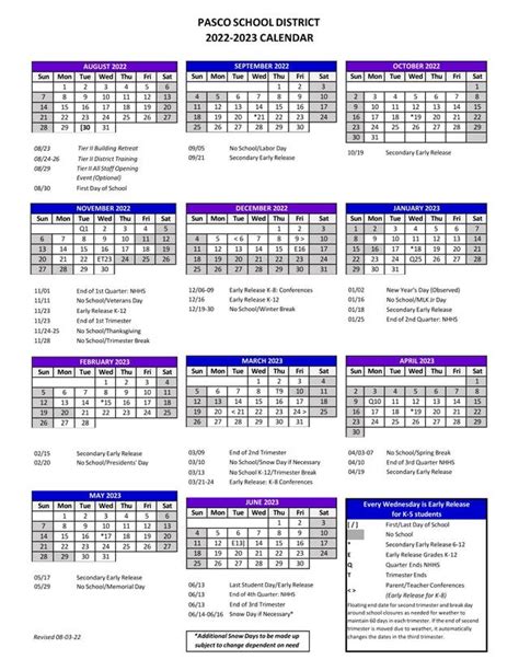 2022-23 Pasco County Public School Calendar Highlights (Revised) | New Port Richey, FL Patch