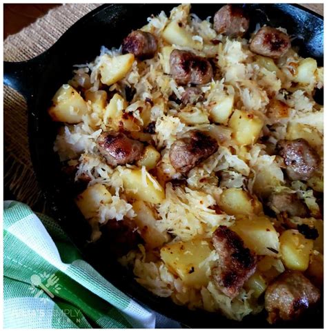 Bratwurst Potatoes and Sauerkraut Skillet Meal - Julias Simply Southern