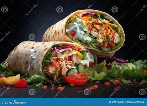 Shawarma Or Chicken Wrap Vector Illustration Cartoondealer