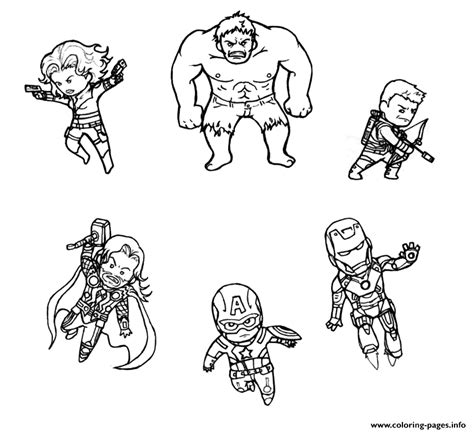 Mini Avengers Marvel Coloring page Printable