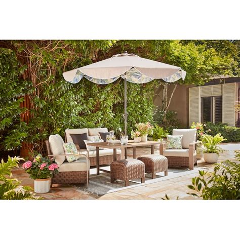 Allen Roth Camdon 4 Piece Wicker Patio Conversation Set With Brown Cushions In The Patio