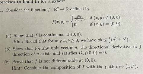 Solved 1 Consider The Function F ℝ2→ℝ Defined By Fx Y X3 Y