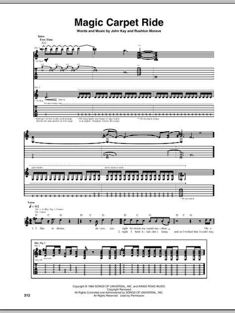 Magic Carpet Ride Sheet Music | Steppenwolf | Guitar Tab