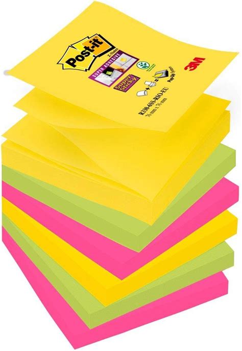 Post It Rio Super Sticky Z Notes 76 Mm X 76 Mm Flerfarvet Pris