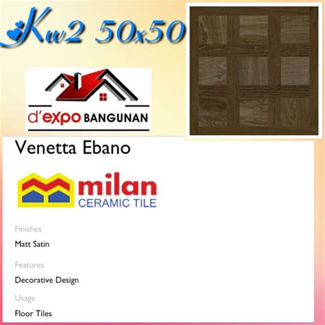 Jual KERAMIK LANTAI MILAN VENETTA EBANO 50X50 KW2 Shopee Indonesia