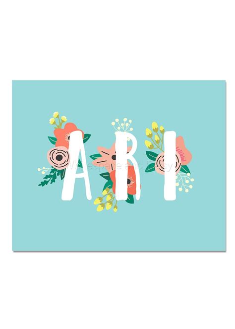 Ari Baby Name Wall Art Ari Baby Name Sign Ari Party Printable Etsy