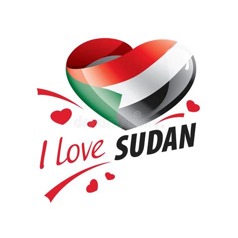 National Flag Of The Sudan In The Shape Of A Heart And The Inscription