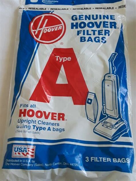 Genuine Hoover Type A Vacuum Bags 4010001a 3 Pack New Sealed Ebay