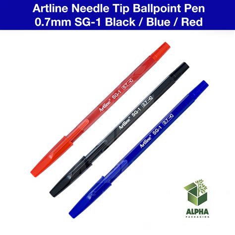 Artline Needle Tip Ballpoint Pen 07mm Sg 1 Black Blue Red Shopee