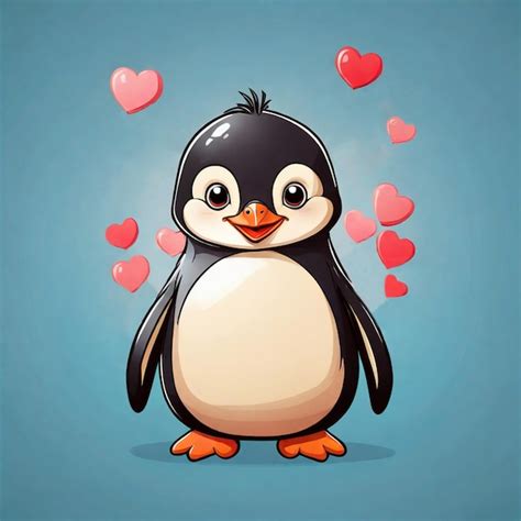 Premium Photo | Cute Little Valentine Penguin