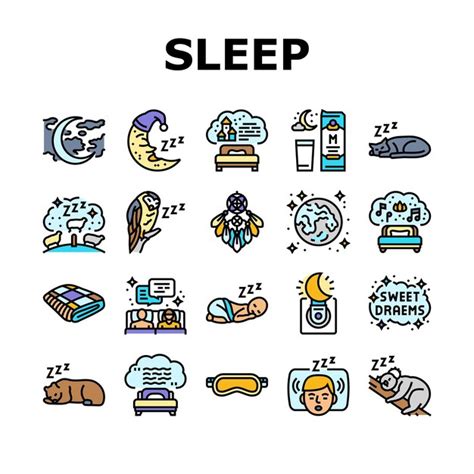 Premium Vector Sleep Bed Pillow Dream Night Icons Set Vector