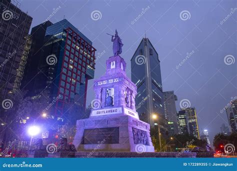 Cuauhtemoc Statue in the Center of Mexico City, Mexico Editorial Image - Image of buildings ...