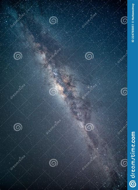 Landscape With Milky Way Galaxy Night Sky With Stars Stock Image