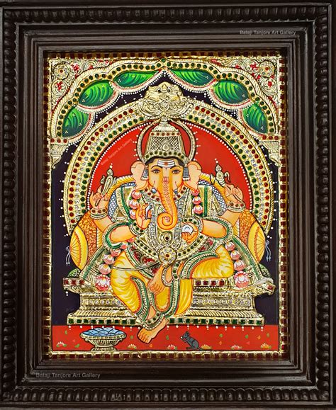 Buy Ganesha Semi Embossing Tanjore Paintings Online