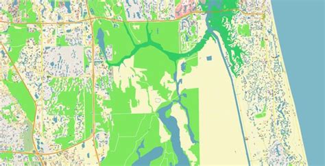 Jacksonville Florida Us City Vector Map Pdf Exact High Detailed Urban Plan Editable Adobe Pdf