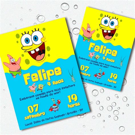 Convite Digital De Anivers Rio Bob Esponja Elo