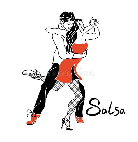 Silueta Del Bachata Del Baile De Los Pares Del Merengue O De La Música Latina Stock de