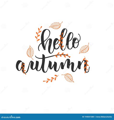 Autumn Lettering Calligraphy Phrase Hello Autumn Invitation Card