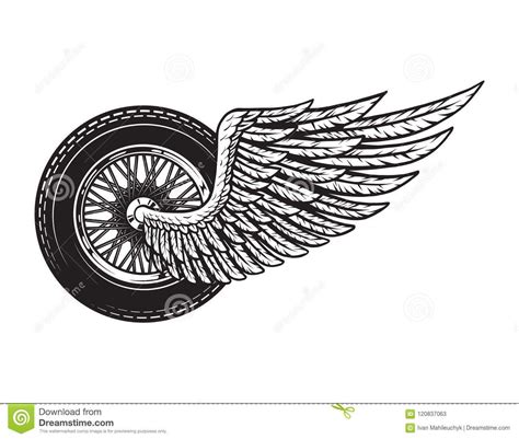 Vintage Winged Motorcycle Wheel Concept Stock Vector Illustration Of Black Wheel 120837063