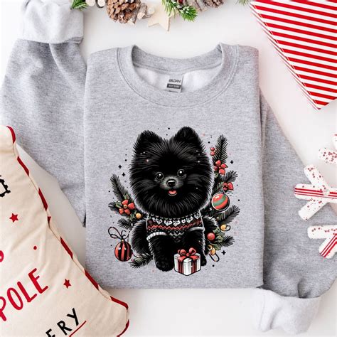 Black Pomeranian Christmas Unisex Sweatshirt, Pomeranian Sweatshirt ...