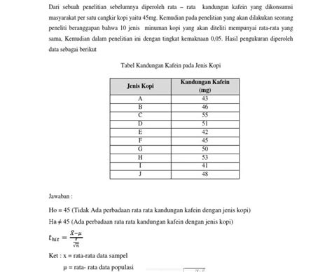 Contoh Soal Uji T Statistik