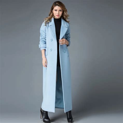 Long Wool Trench Coat Womens Han Coats