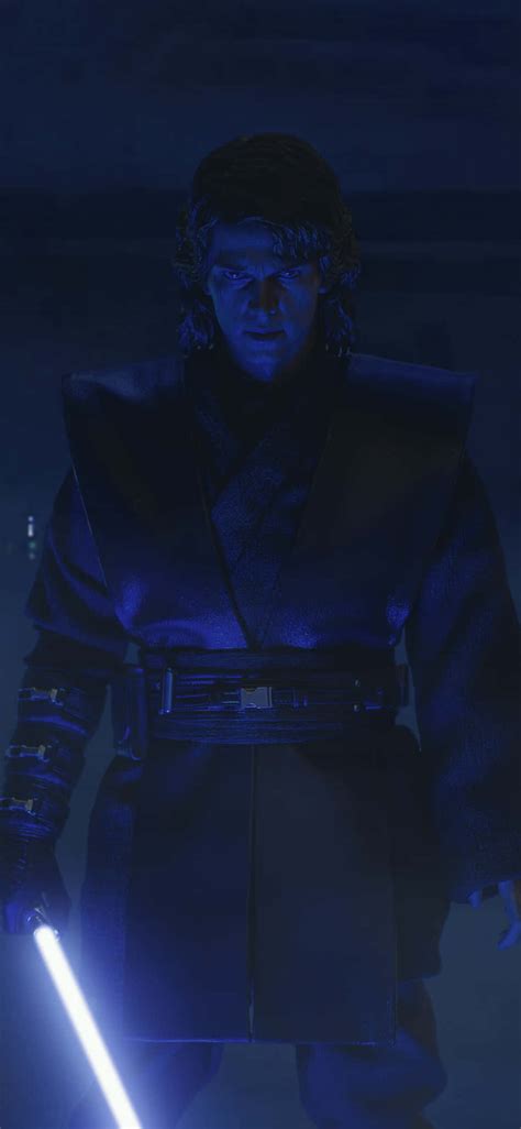 Download Anakin Skywalker Blue Lightsaber Glow Wallpaper | Wallpapers.com