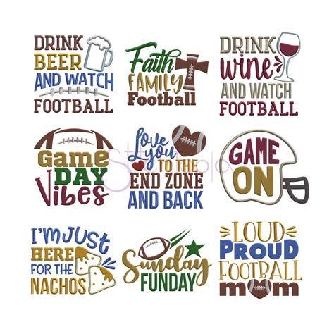 Football Embroidery Design Set Designs Sizes Each Formats