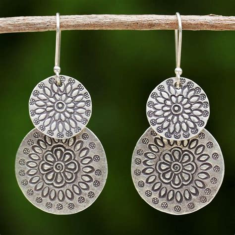 Silver Dangle Earrings Karen Sunflowers Silver Earrings Dangle