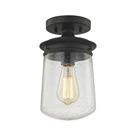 Titan Lighting Hamel 1 Light Oil Rubbed Bronze With Clear Seedy Glass Semi Flushmount Tn 473573